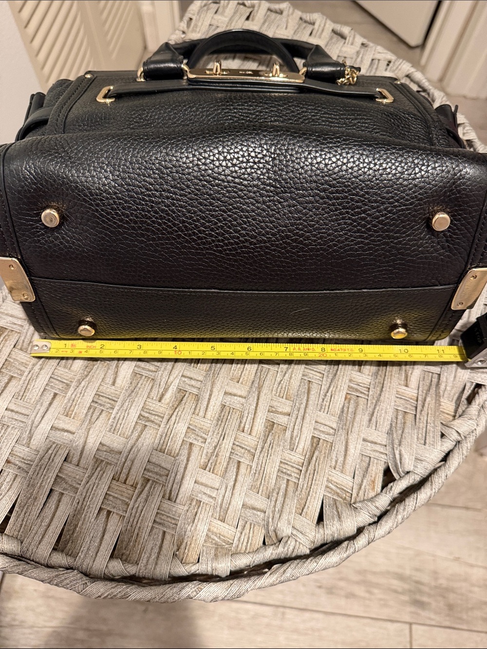 Coach Black Pebble Leather Satchel with Gold-Tone Accents - Picture 10 of 11